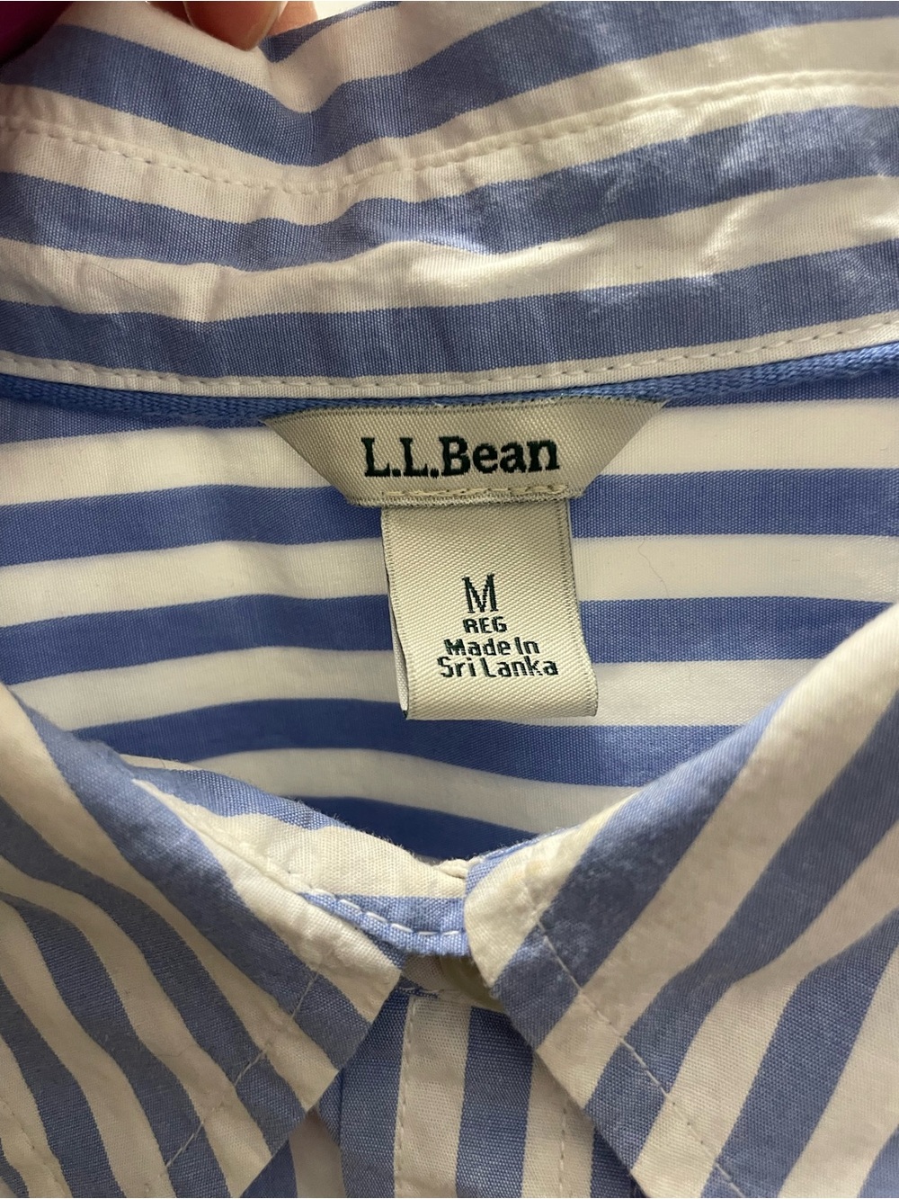 L.L. Bean Blue Stripe poplin cotton Button-Up Shirt - Picture 5 of 5